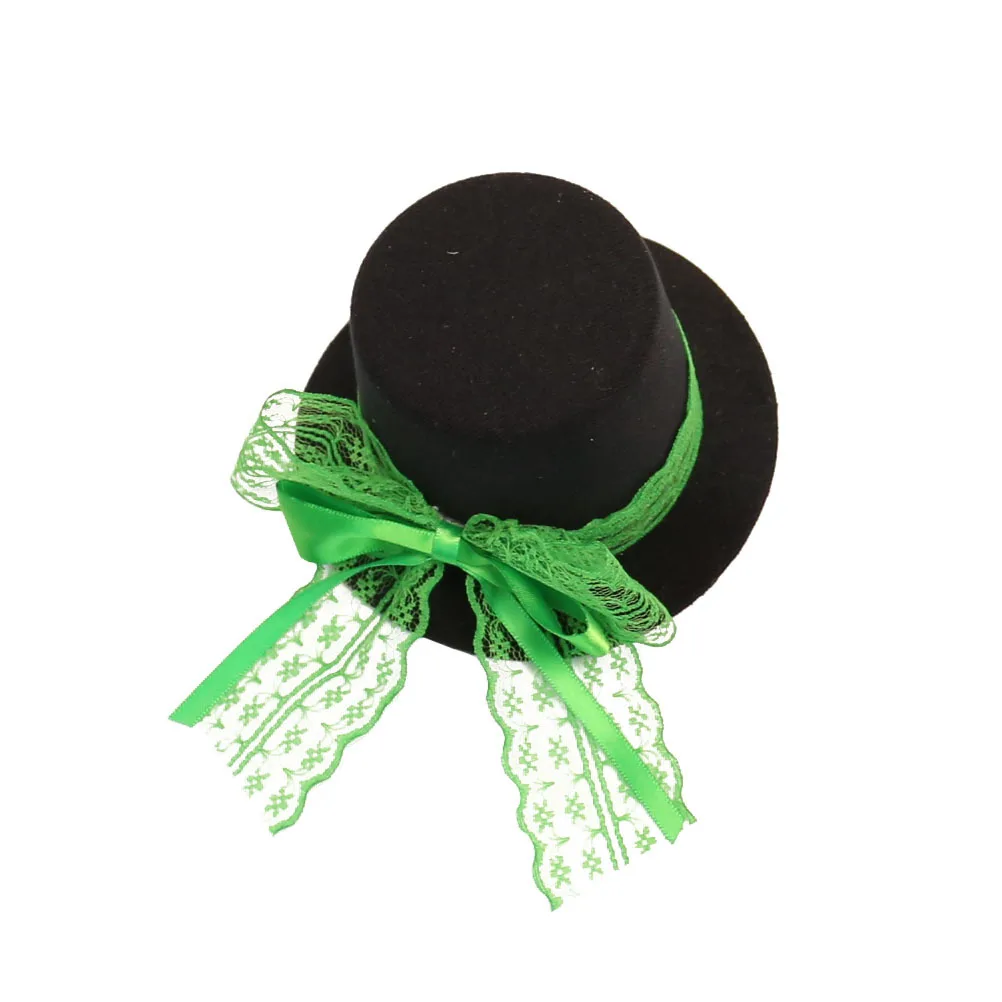 

1 шт., вечерние шляпы на день Святого Патрика, дизайнерская заколка для волос, элегантная шляпа-котелок, шпилька, декоративный аксессуар для волос, легкий праздничный фото