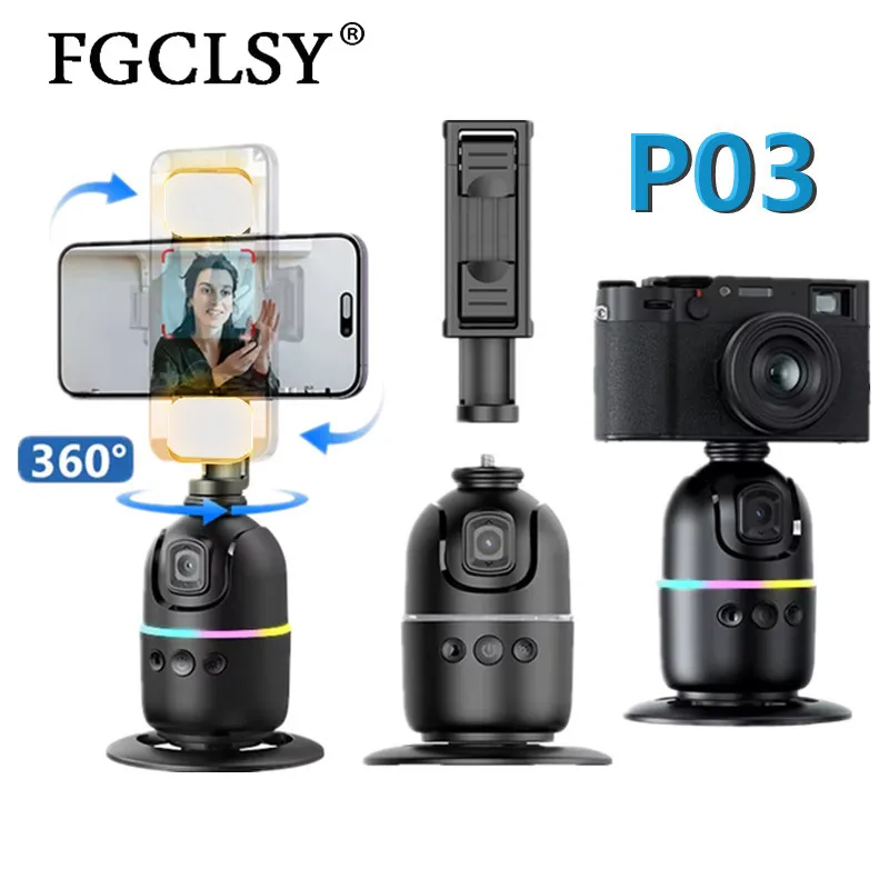 Smart Face Tracking Desktop Gimbal Stabilizer for Smartphone Action Camera 360 Rotation Follow Focus Vlog Kit Option with lights