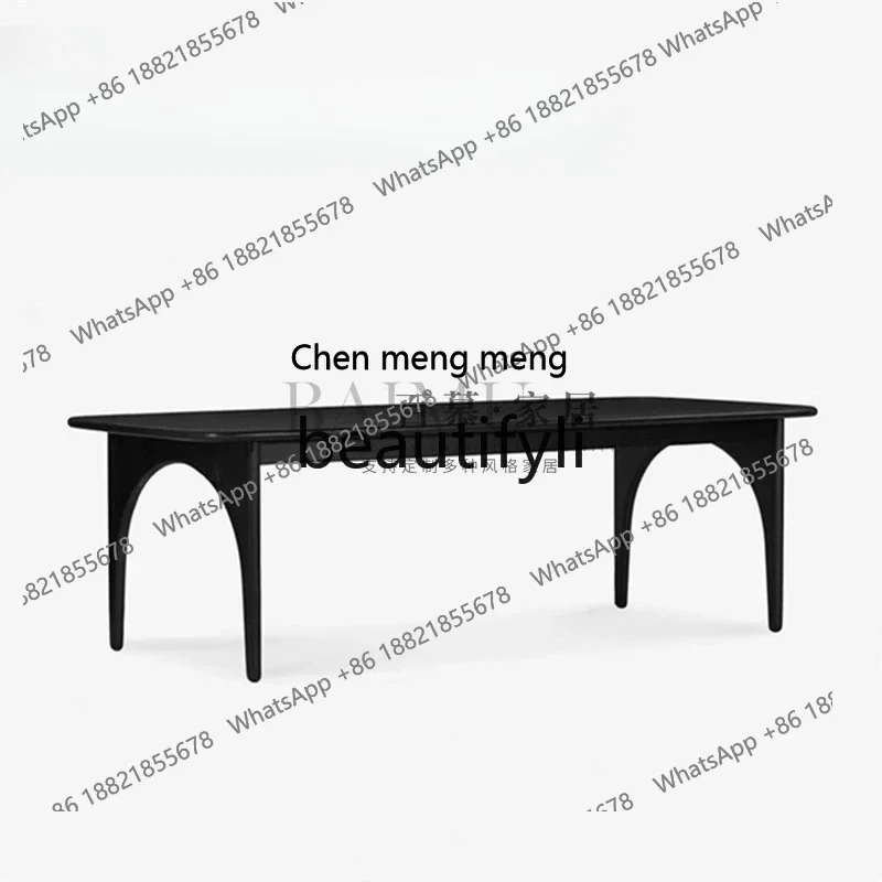 Nordic minimalist rectangular solid wood dining table cream style home designer creative desk