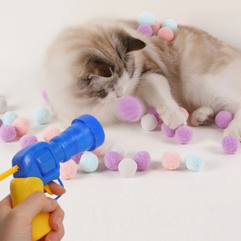 100 Pcs Small Pompoms for Cat Colorful Balls Launching Machine Soft Balls Soft PomPoms Balls Set of 100 Dropship