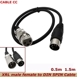 MIDI DIN 5-pin Male to XLR 3-pin Male Female Audio Cable for Matching Instruments or Cables With MIDI or XLR Connectors