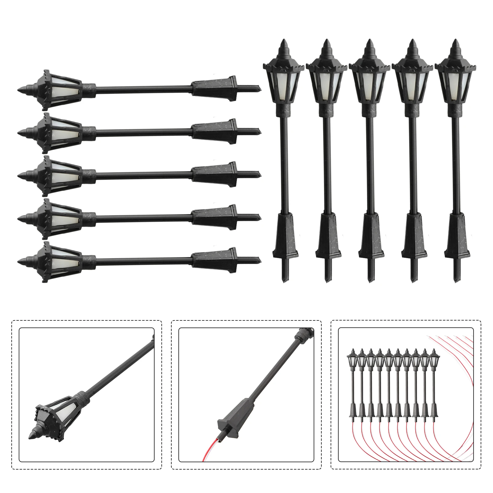 10-Pack LED Street Light Suitable for Scene Model Lights  Garden Decoration or DIY Ecological Bottle Materials