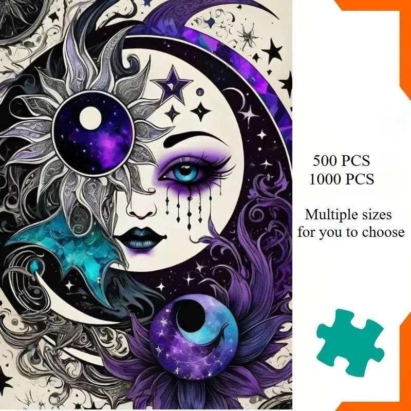 Adult Jigsaw Puzzle 500/1000 Pieces Puzzle Mystical Sun Moon Goddess Paper Puzzle Decorative Painting Exercise Brain Thinking