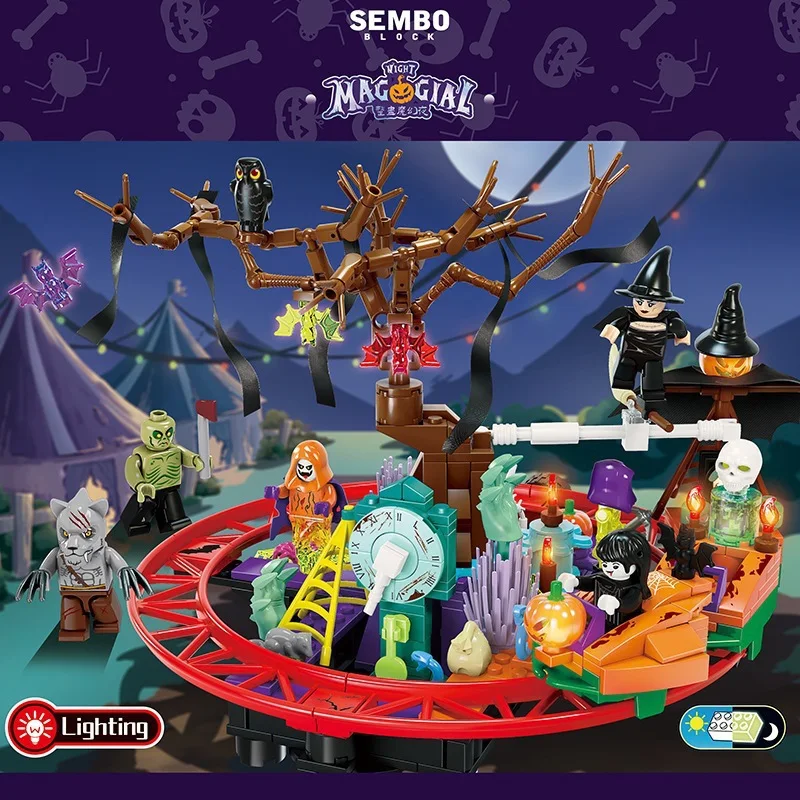

SEMBO BLOCK Halloween 605001 Magic Night Pumpkin Wizard Kids Building Blocks New Arrival