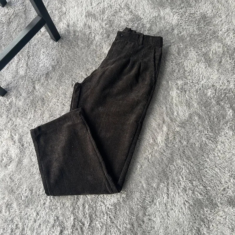 2024 Winter Street retro slim-looking corduroy pants Women y2k Harajuku fashion wide leg pants with loose straight leg pants