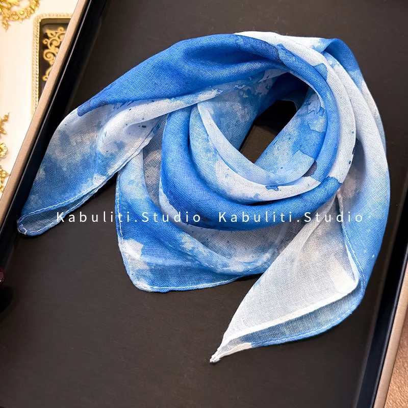 Premium Tie Dye Square Bandana for Women Thin Triangle Scarf Sun Protection Headband Neck Cover Hair Ribbon Shirt Shawl Soft
