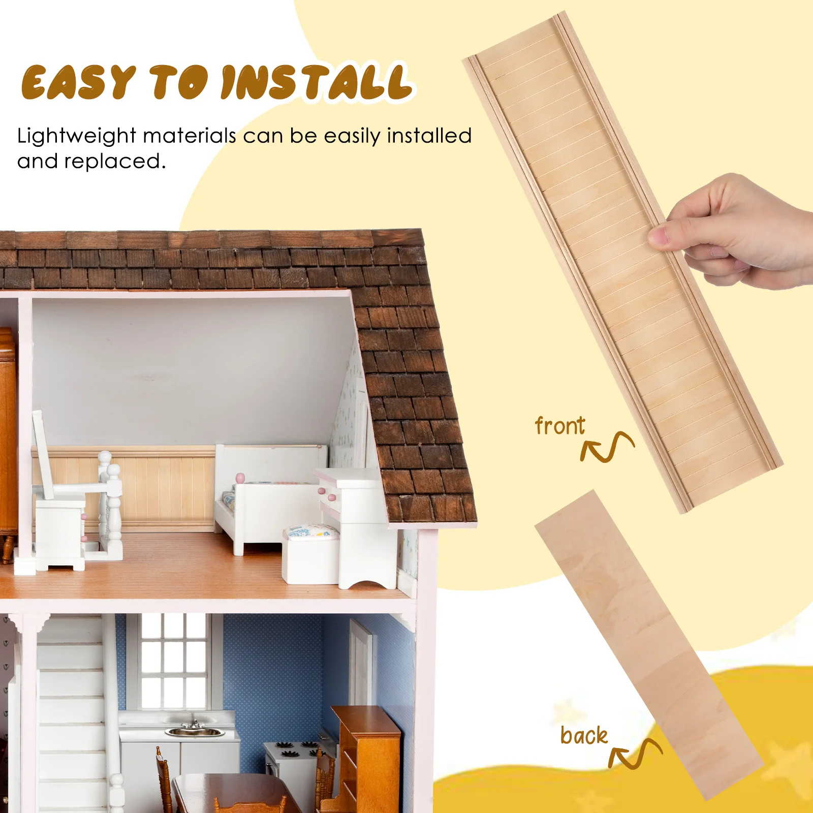 Mini Wainscoting بمقياس 1:12، لوحة بيت الدمى، زخرفة داخلية واقعية، صب جداري خفيف الوزن لتزيين بيت الدمى #4