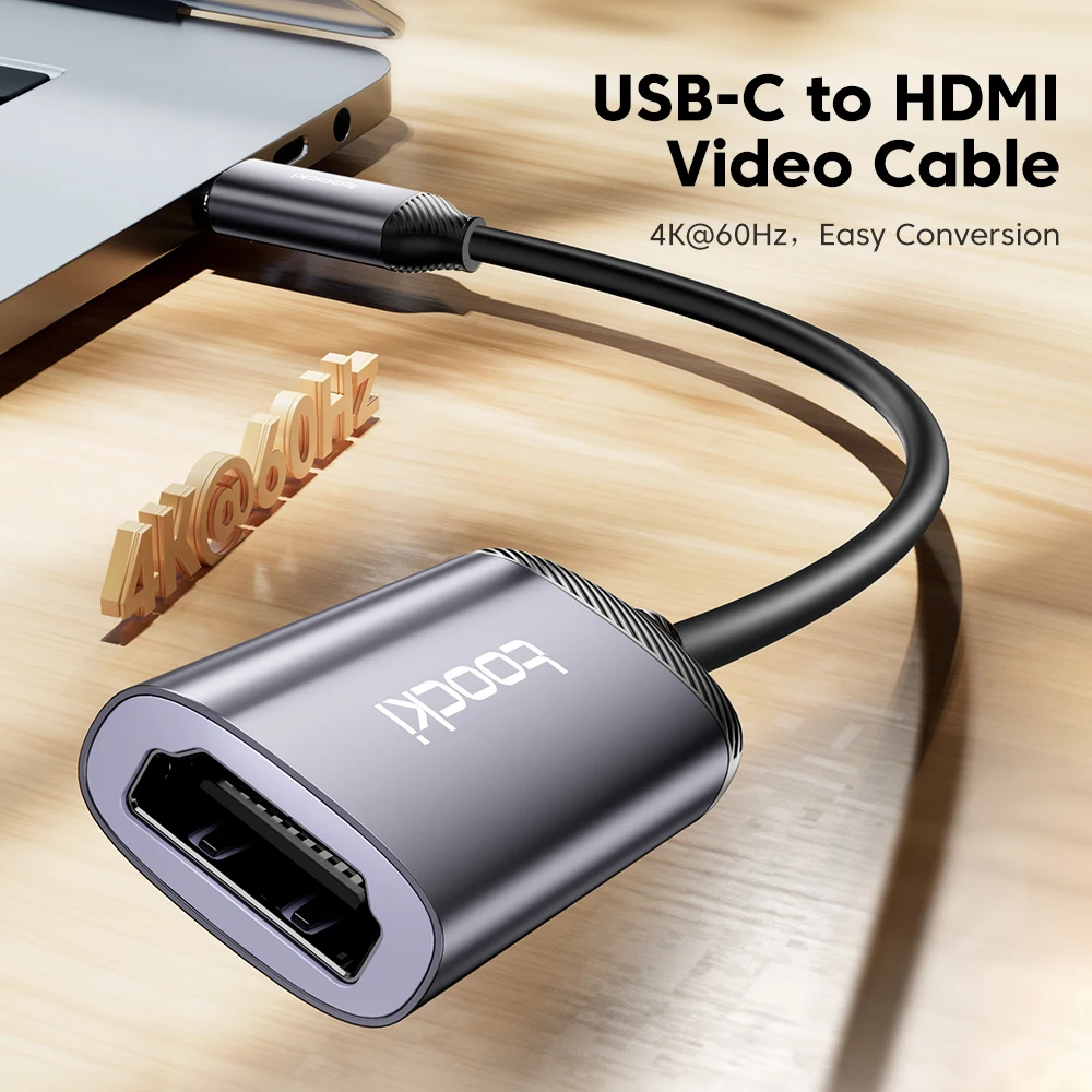 Toocki Type C To HDMI Adapter HD 4K@60Hz Video Cable For iPhone MacBook iPad Samsung Xiaomi TV Monitor Projector Cable Converter
