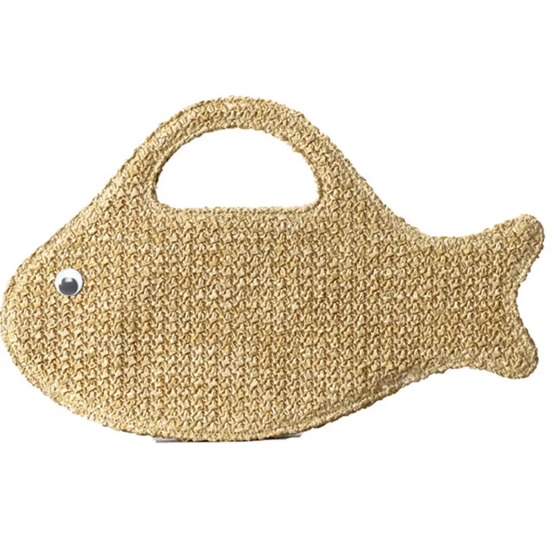 

Beach Vacation Woven Bags For Women Cute Little Fish Beach Vacation Stylish Woven Bag Exquisite Coin Purse Evening Woven Handbag