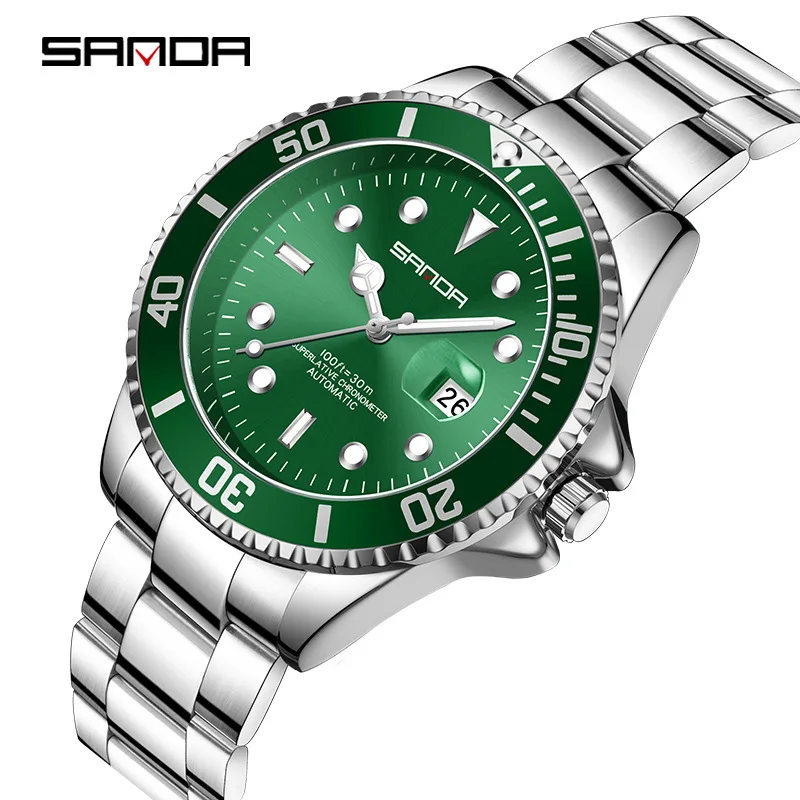 SANDA Luksusowy Męski Zegarek Mechaniczny Wodoodporny Długotrwały Podświetlenie Nocne Kalendarz 2.5-krotny Retro Biznesowy Zegarek Casual