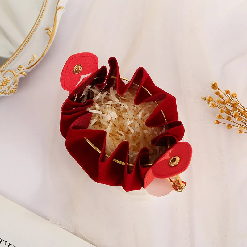 1pc Wedding Party Velvet Drawstring Candy Bags Candy Boxes Storage Containers Leather Gift Box Sachet Bags