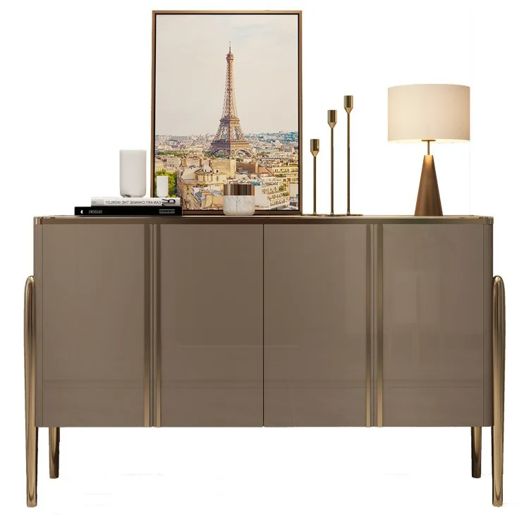 

New Chinese-style home entrance the wall integrated storage side cabinet rock slab dining side light luxury rock slab