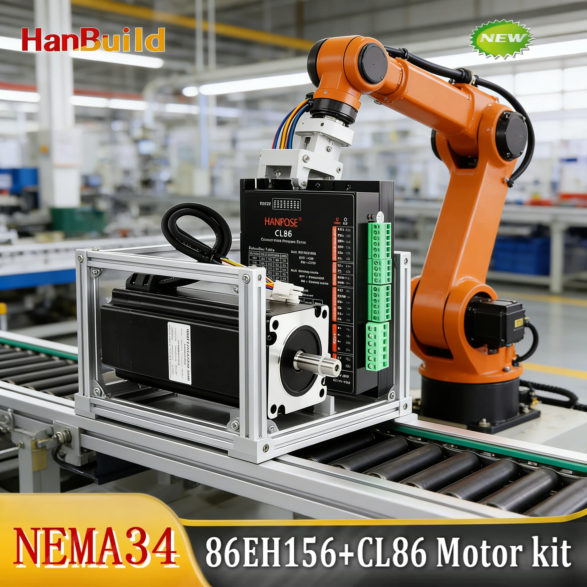 NEMA34 6.0A 12N.m Step-servo motor 86EH156A6003 Closed Loop Servo Driver CL86 for CNC worm wheel edging machine