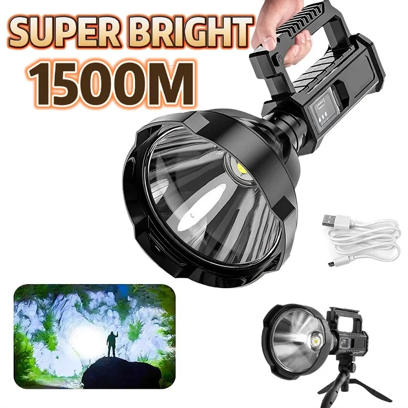 Newest 10000LM Rechargeable High Power Led Flashlight Ultra-long Lighting Distance Searchlight P150 Led Powerful Lantern Torches