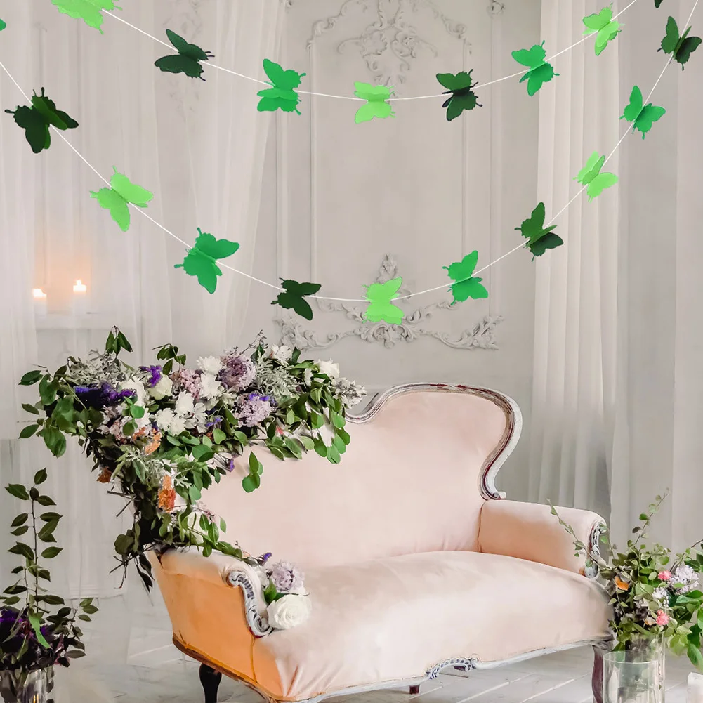 3M Paper Butterfly Garland Rose Gold Hanging Banner Flag DIY Adult Kids Birthday Party Decoration Supplies Wedding Baby Shower