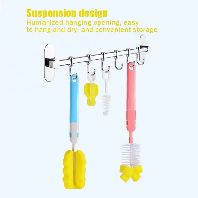 Set Baby Bottle Brush Set Baby Nipple 360-degree Rotating Clean Sponge Spout Cup Brushes Kits Infant Bottle Clean Tools