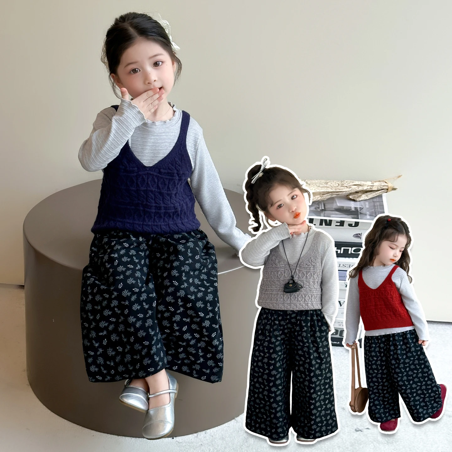 

Baby Girl Clothes Set Size 2-9Y Kid Dresses Set Child 3-Pieces Of Vest Top+Tee+Pants Bottom Casual Denim Sets Toddler Daily Suit