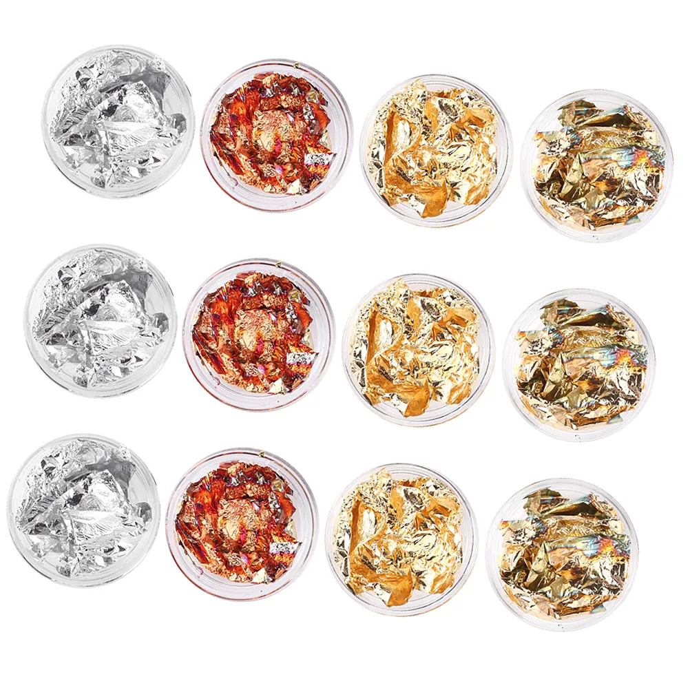 

24Pcs Foil Nail Art Stickers Glitter Chips DIY Manicure Nails Accessories Decals Birthday Holiday Party Foil Nail Art
