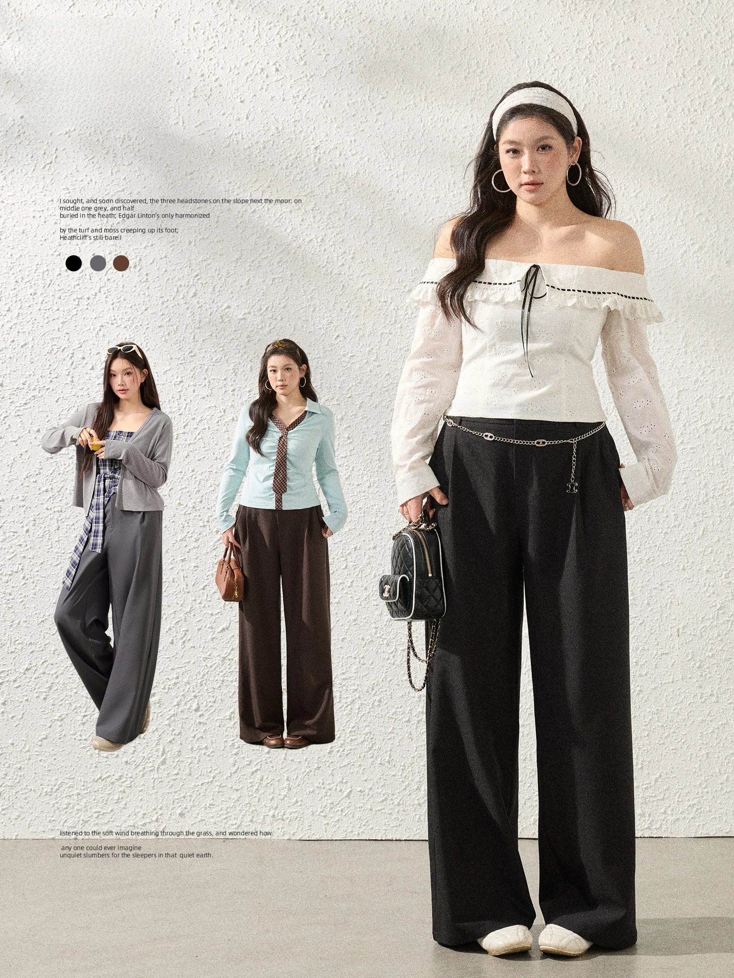

Slimming High Waist Wide Leg Pants Three Colors Suit Korean Style plus Size Women's Fashion Spring Season Commute Style