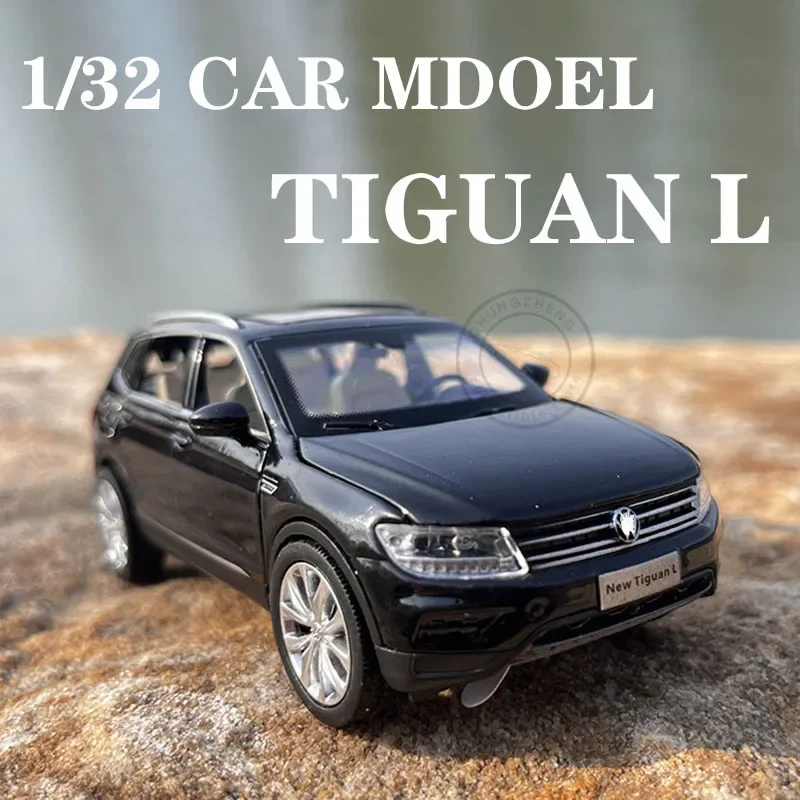 1:32 Scale Diecast Metal Toy Car Model TIGUAN L High Imitation Pull Back Sound; Light Educational Collection Gifts 6 Doors Open