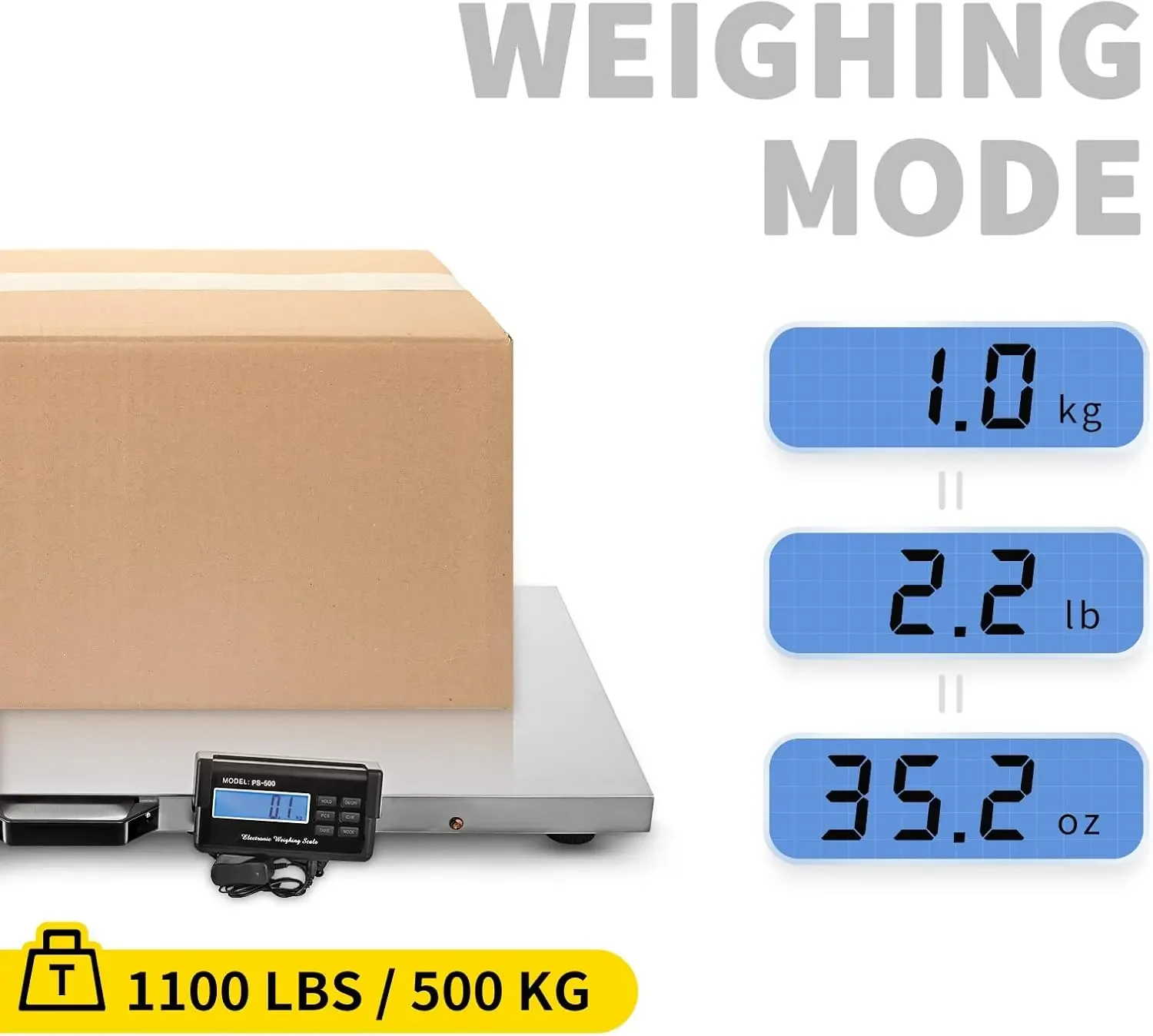 1100Lbs x 0.2Lbs Digital Livestock Scale Large Pet Vet Scale Stainless Steel Platform Electronic