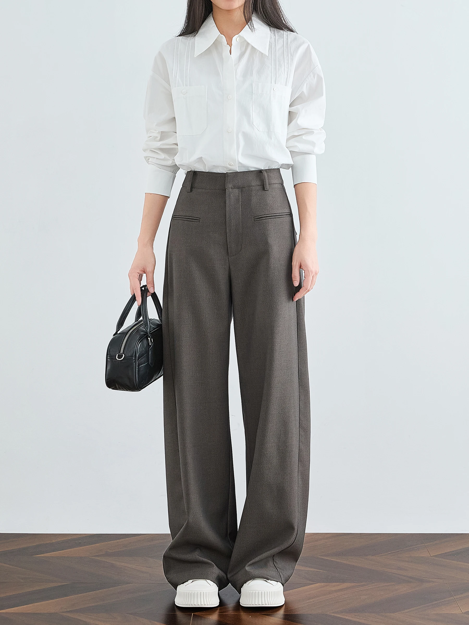 

Женские брюки Ele с высокой талией, прямые, широкие, струящиеся, для офиса, универсальные, весенние, модные