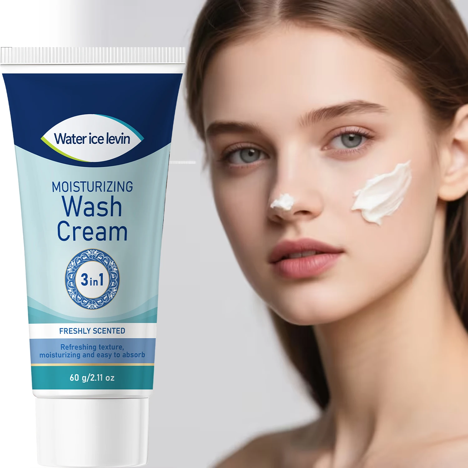 Water Ice Levin 3-in-1 Ultra Moisturizing Wash Cream Fresh Scent, Smoothing Gentle Deep Hydration. 60g. Daily Use.