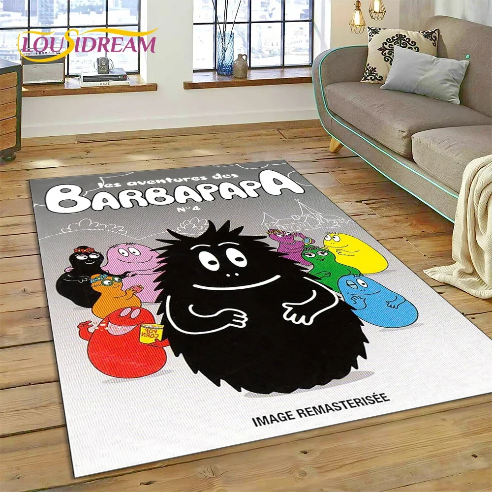 3D Cartoon Les Barbapapa Family Carpet Rug for Bedroom Living Room Home Sofa Decoration,Children Game Large Decor Floor Mat Gift