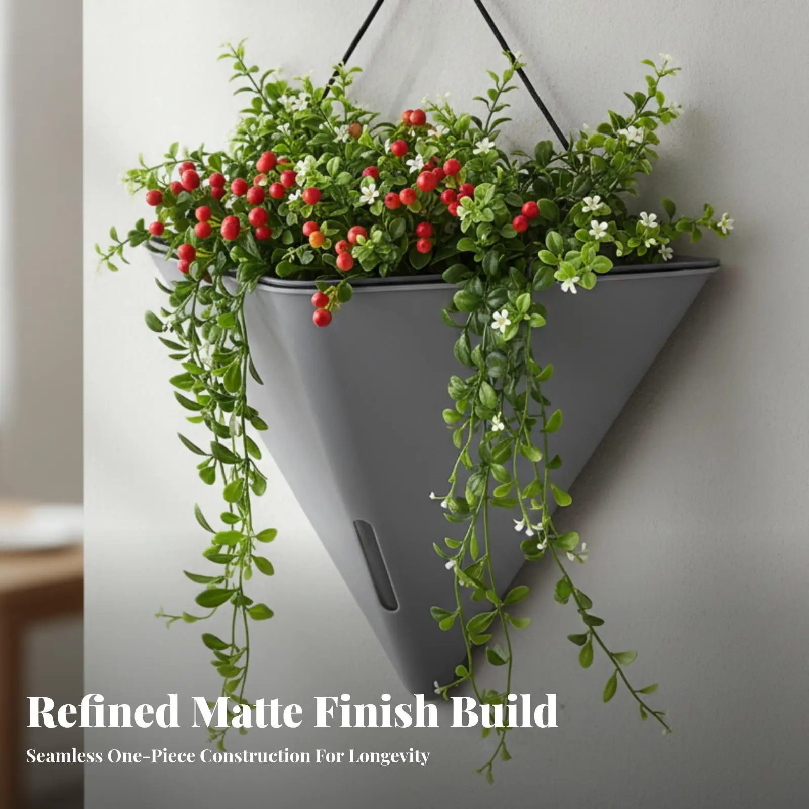 Self Watering Hanging Planter Pot Plastic Wall Flowerpot with Viewing Window for Balcony Garden Vertical Greenery Decor