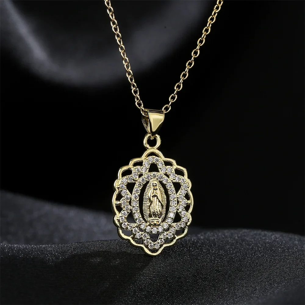 Light Luxury Style Virgin Mary Exquisite Hollow Pattern Pendant Necklace Is The First Choice Gift for Family and Friends