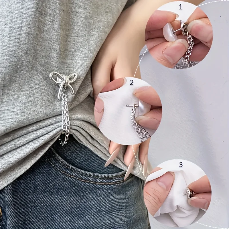 2-teiliges Set zur Ärmelverkürzung, Verstellbare, nähenfreie Kleidungsverschlüsse für Hemden, Modischer Saumspanner für Damen – Detail 2