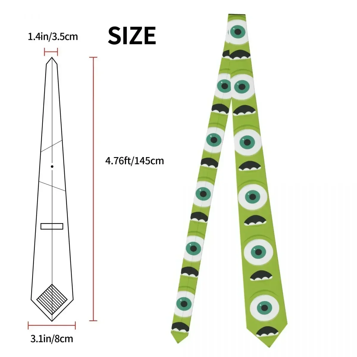 Mike Wazowski University Neckties Unisex Polyester 8 cm Neck Ties for Men Skinny Shirt Accessories Cravat Cosplay Props