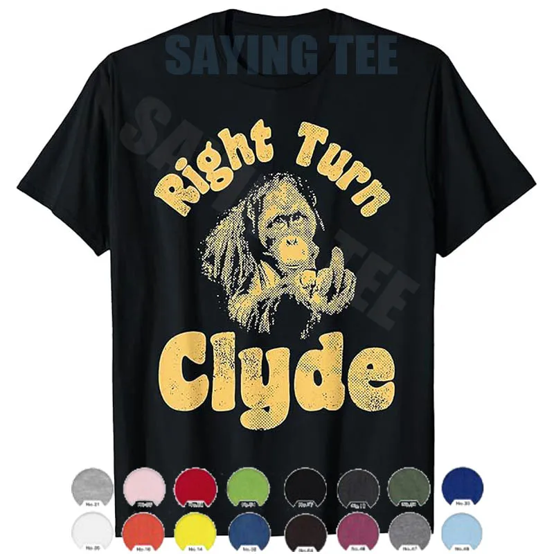 Right Turn Clyde T-Shirt Y2k Gorilla Flipping The Bird Graphic Damen Herren Kleidung Filmreferenz Ästhetisches Spruch-T-Shirt Neuheit – Detail 9