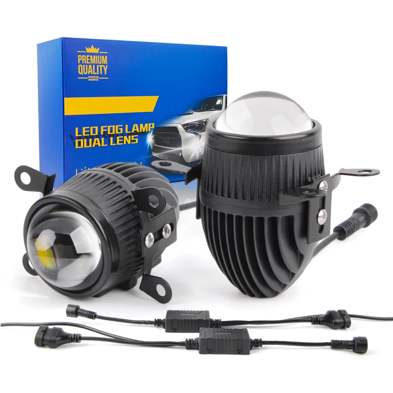 

12V Best-Seller 2.0 Inch High/Low Beam Car Led Fog Lamp 3 Colors White Yellow Warm White H8 H11 Fog Light Lens Universal