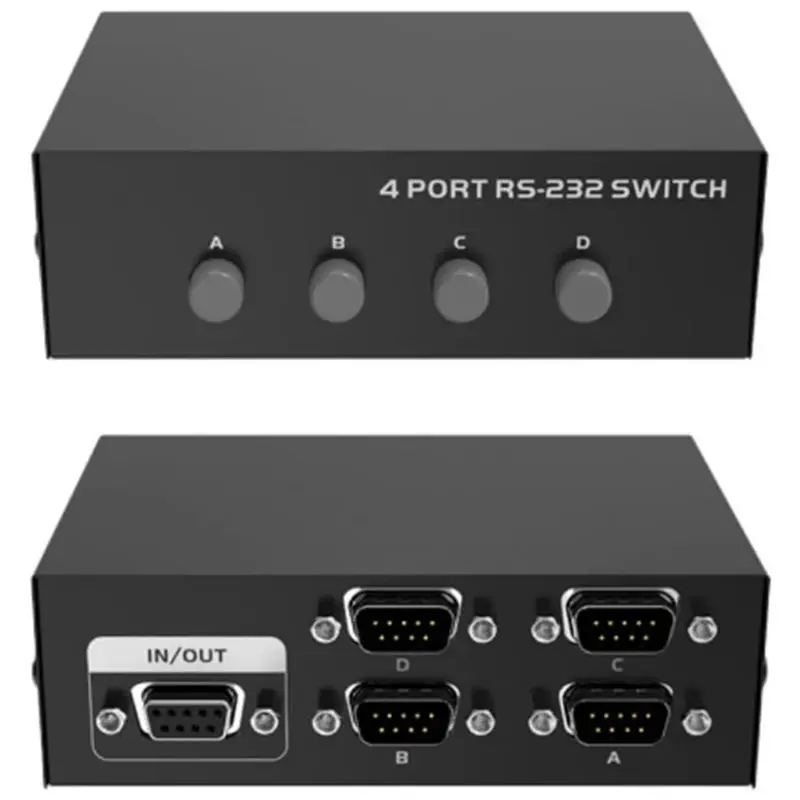A31T RS232 Switch 4 in 1 Out DB9 Pin Switcher for PC Console Printer Sharing Selector Controller