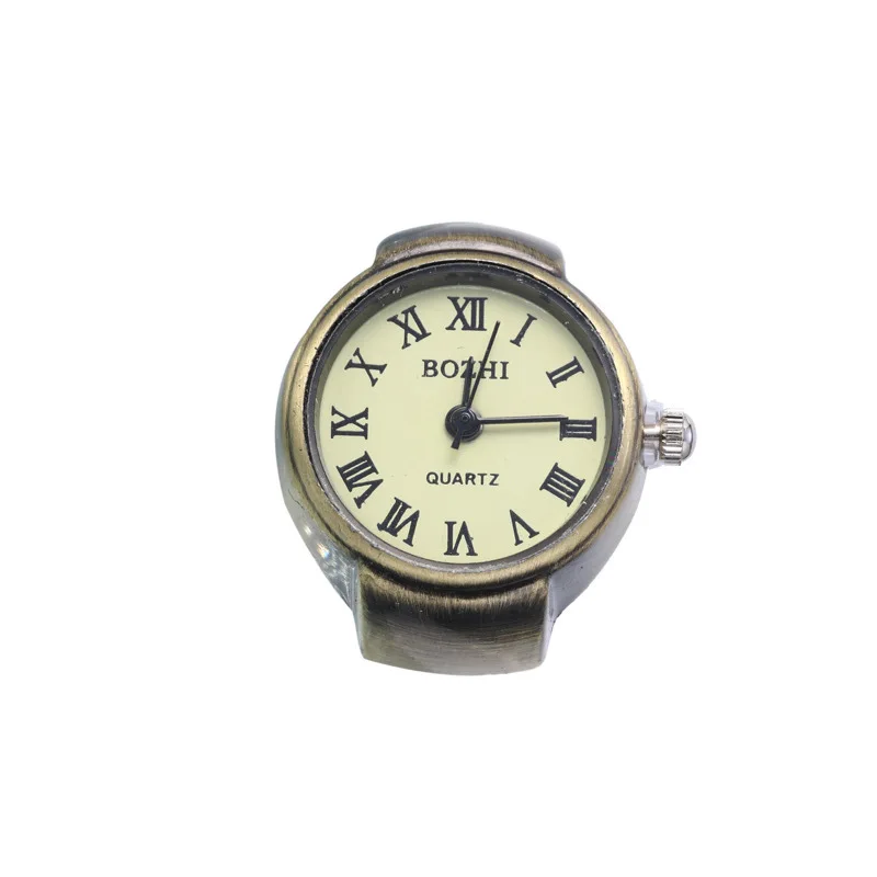 Vintage Finger Watch Mini Small Elastic Strap Alloy Watches Couple Rings Jewelry Clock Roman Numerals Women Quartz Watch Ring