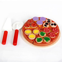 Wooden Pizza Set Food Cooking Simulation Tableware Children Kitchen Pretend Play Toy Fruit Vegetable Cutting Game Party Supplies