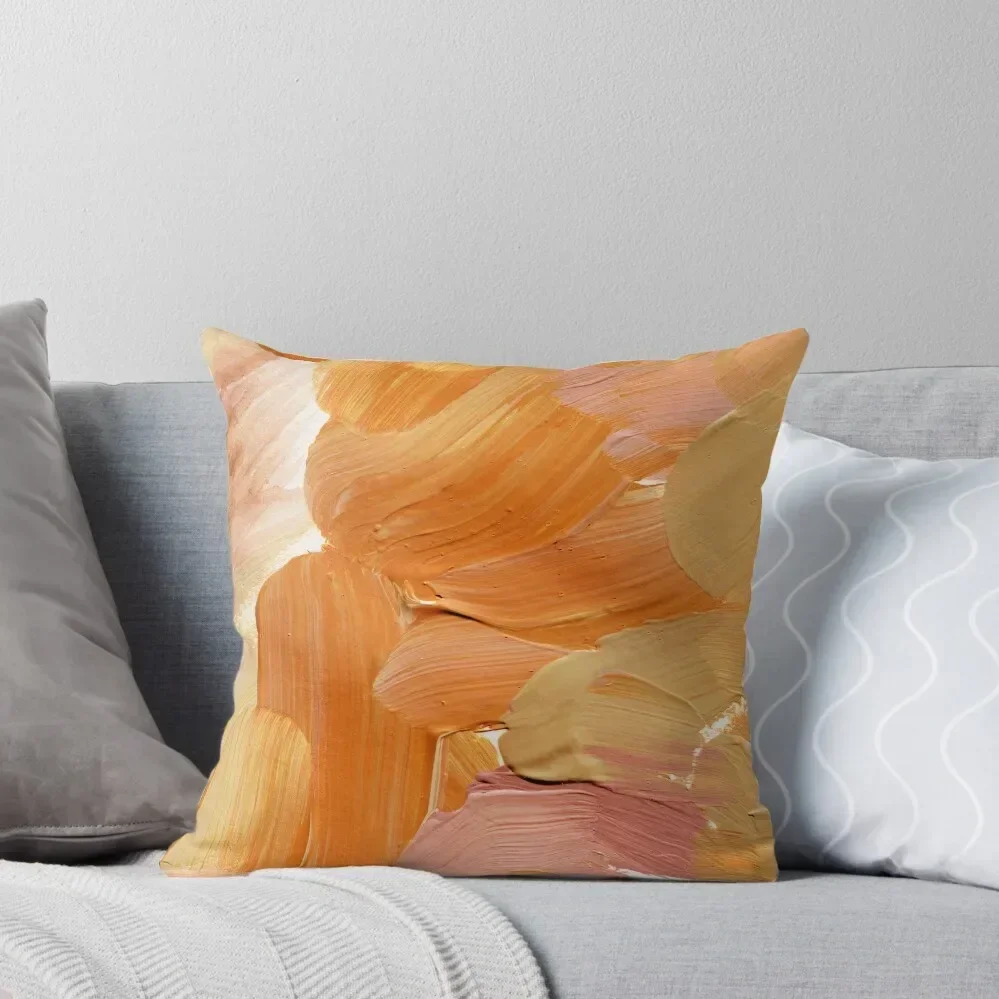 Tangerine And Yellow Broad Brushstrokes Watercolor Abstract Throw Pillow Christmas Pillow Marble Cushion Cover pillow