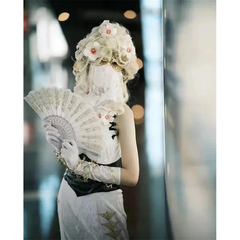 Parrucca cosplay di tipo in stile Maria Antonietta Retro Royal Lolita Queen Court Masquerade Costume di Halloween Parrucche per capelli Protezione per parrucca