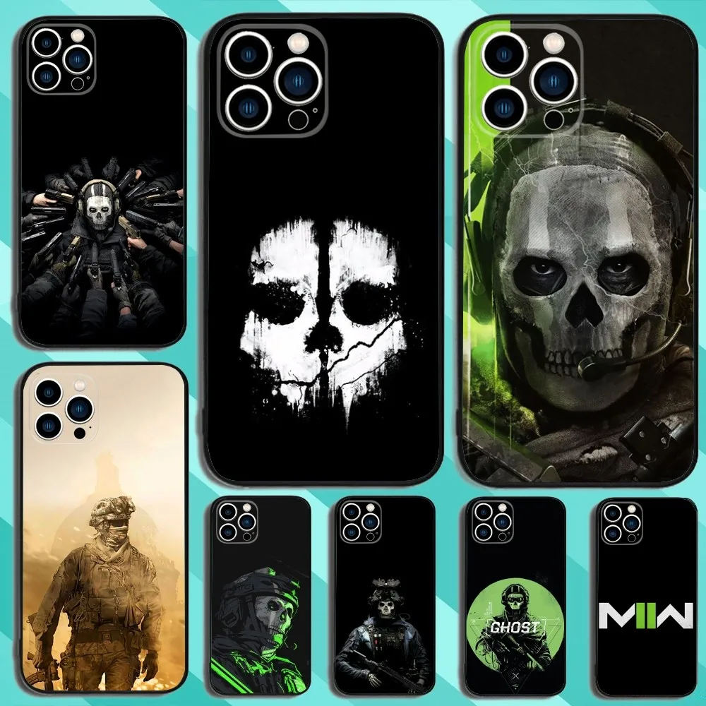 

C-Call Of D-Dutys Ghost Mask Phone Case For iPhone 15,14,13,12,11,Plus,Pro Max,XS,X,XR,SE,Mini,8,7 Soft Silicone Black Cover