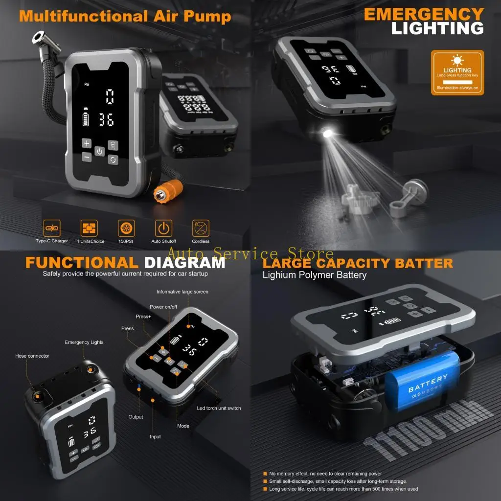 462A Digital Display Air Compressor Car Tire Pressure Inflator for Football Motorcycles Bicycles Vehicles Travel Camping Quick