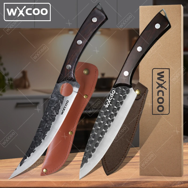 WXCOO Professional Boning Knife Japanese Kitchen Knives Stainless Steel Chef's Knife Forged Hammered Cutting Slicing Chopper