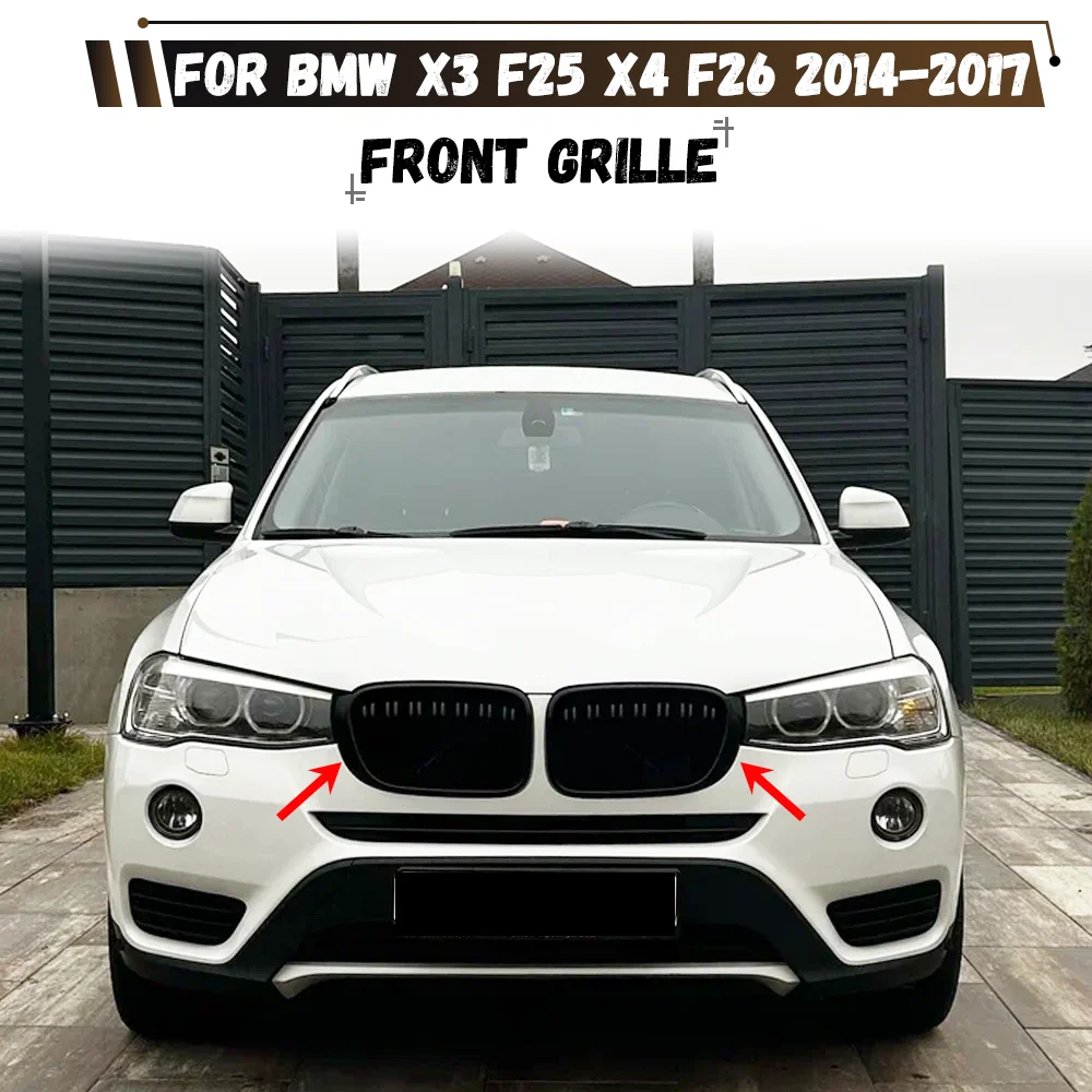 Car Front Kidney Grille Glossy Black Single Double Grill For BMW X3 F25 X4 F26 2014 2015 2016 2017 Racing Grills