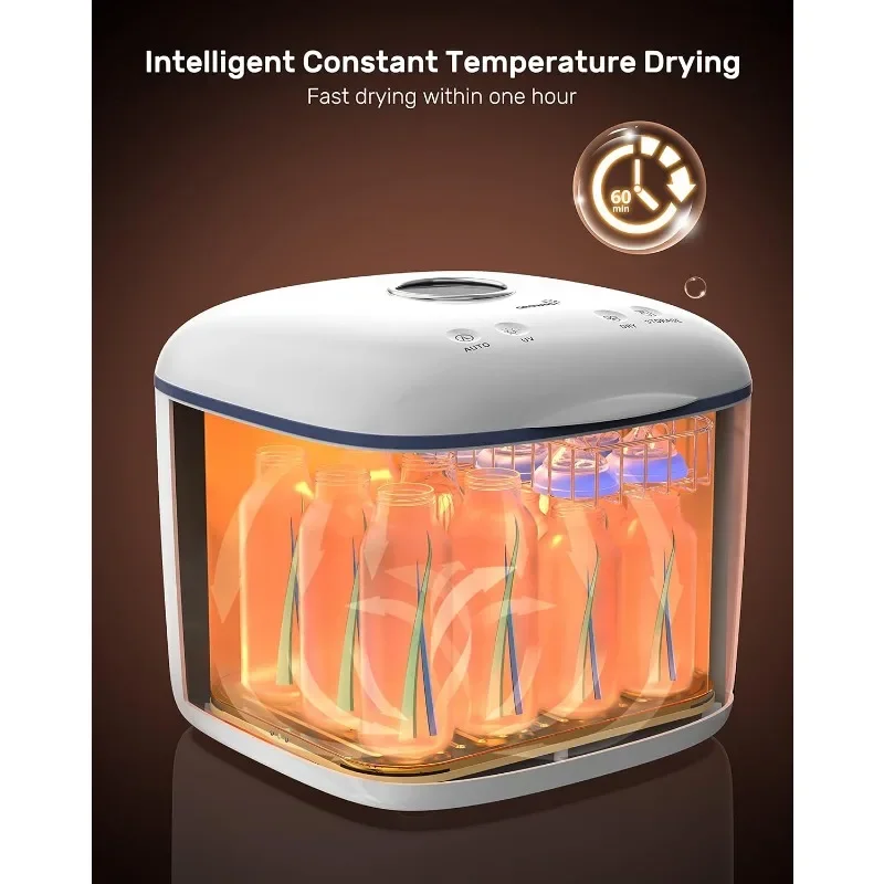 UVライトボトル滅菌器とドライヤー,4 in 1消毒剤,家庭用滅菌器,哺乳瓶,おもちゃ,衣類,カップ,歯ブラシ,美容