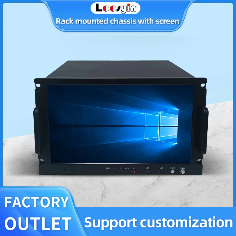 6U Rack-mounted integrated case with touch screen Industrial server computer case with 18.5 inch HD screen