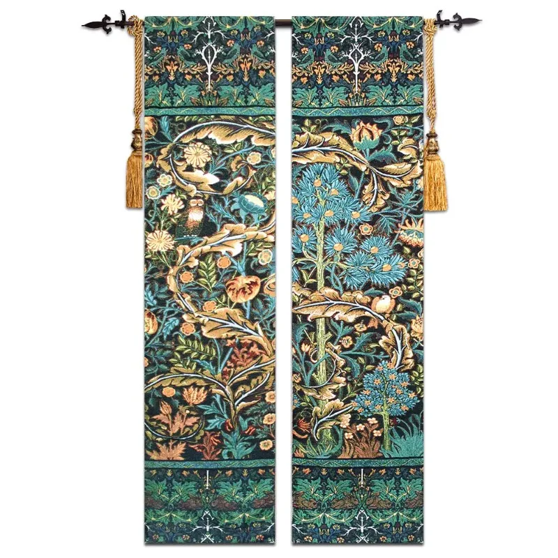 

Belgian wall hanging Tapestry Modern Home fabric William Morris Tree of Life vertical long rural decorative background painting