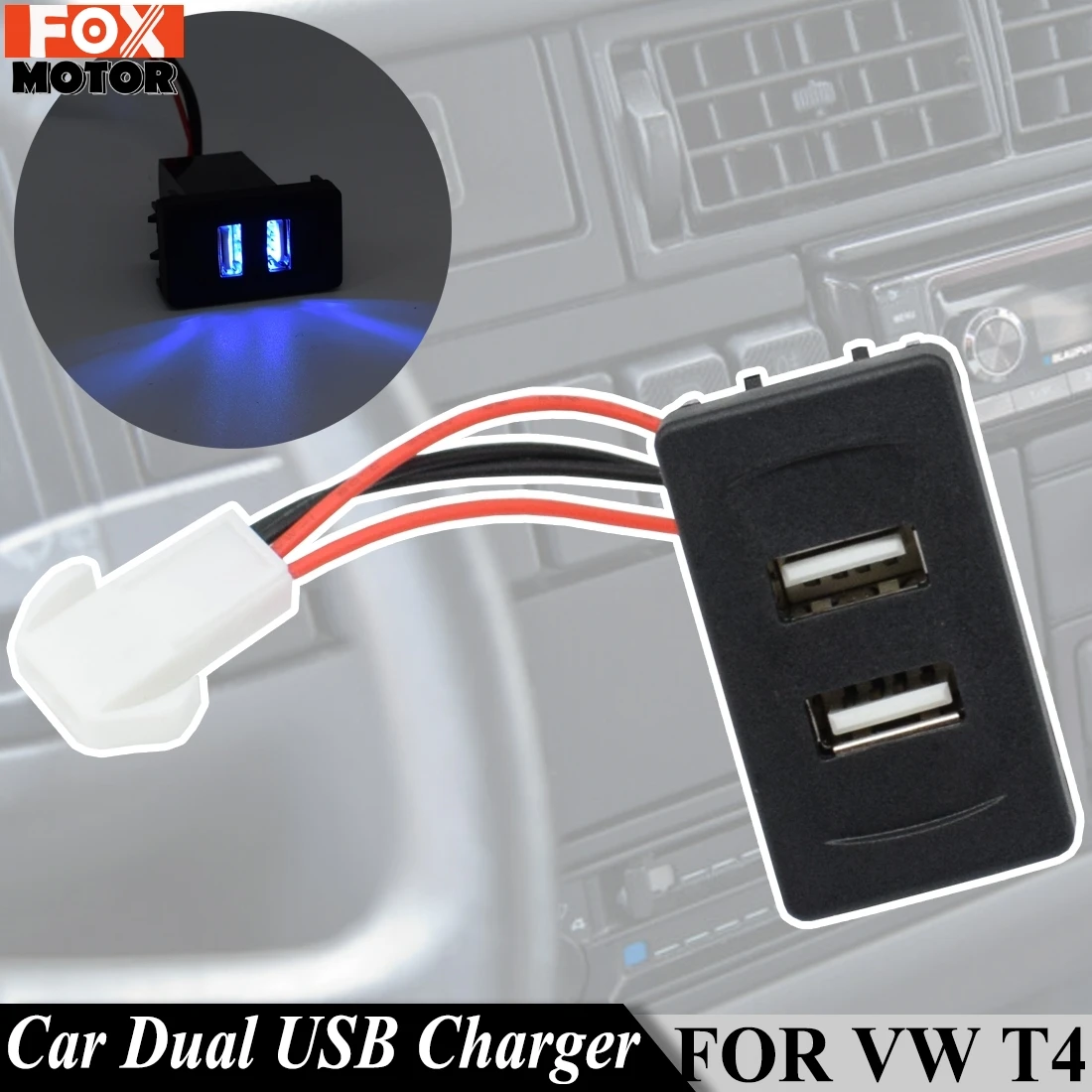 Car Dual USB Charger Vehicle Inverter Power Light 5V 2.1A 2 Port Smartphone For Volkswagen Transporter T4 Auto Accessories