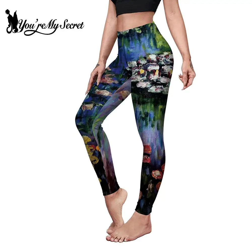 

[You're My Secret] Simulation Oil Paint Series Printing Leggings Aesthetic Women Fitness Leggins High Waist Pants Slim Leggings