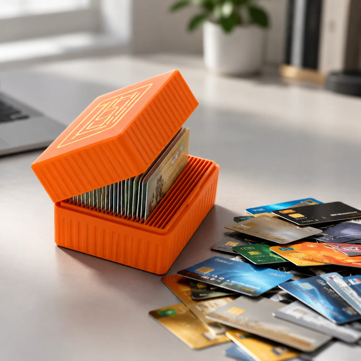 3D Printed Compact Card Holder Space Saving Tabletop Organizer Portable Storage Box For ID Cards Bank Cards Desktop Use