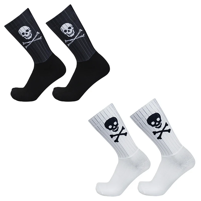 

Professional Cycling Skull New Socks Men Skeleton Sports Aero Silica Gel Bike Socks Calcetines Ciclismo